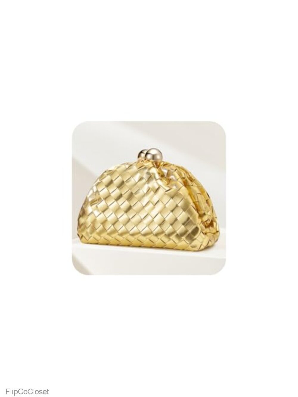 Woven Clutch Purse Vegan Leather Evening Handbag with Detachable Chain Strap